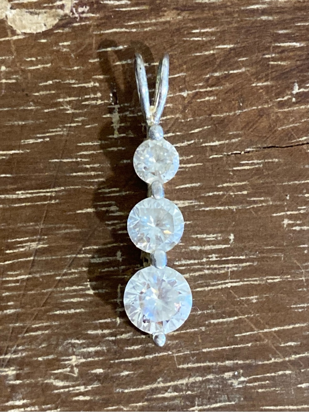 925 Trilogy Pendant Sterling Silver Three Stone Drop Pendant